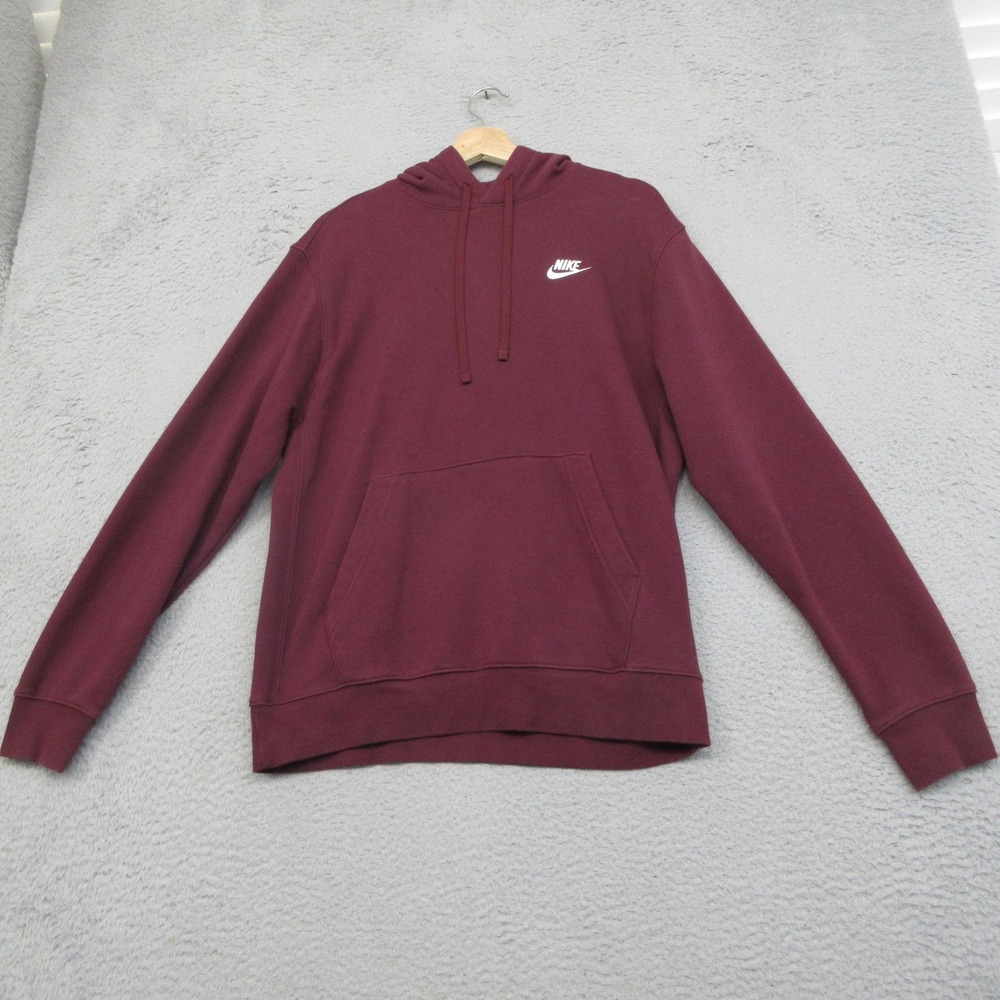 Nike Sportswear Club Fleece Hoodie Mens Medium Red Pullover Swoosh BV2654-681